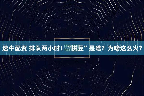 速牛配资 排队两小时！“拼豆”是啥？为啥这么火？